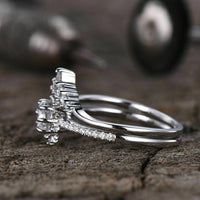 1.80 CT Round Cut Diamond Halo Womens Wedding Bridal Ring Set 925 Sterling Silver