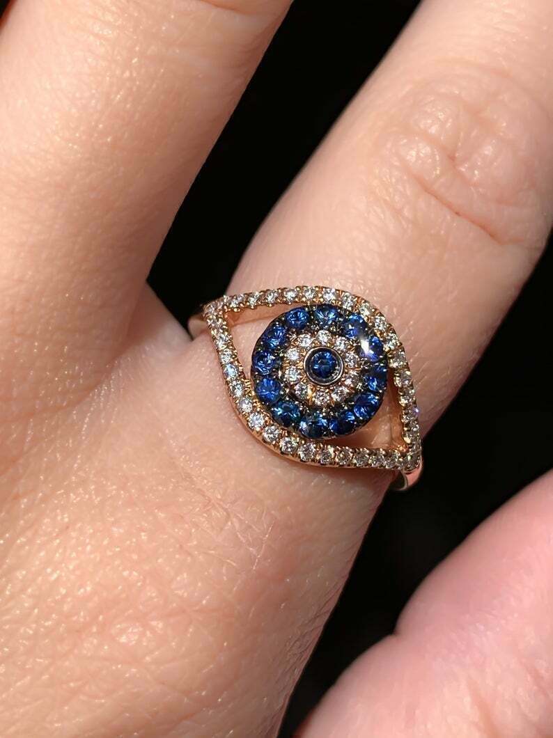 Azure Evil Eye Ring | Fab Couture