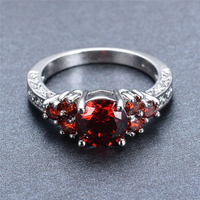 2.20 CT Round Cut Red Garnet Antique Vintage Engagement Ring 925 Sterling Silver