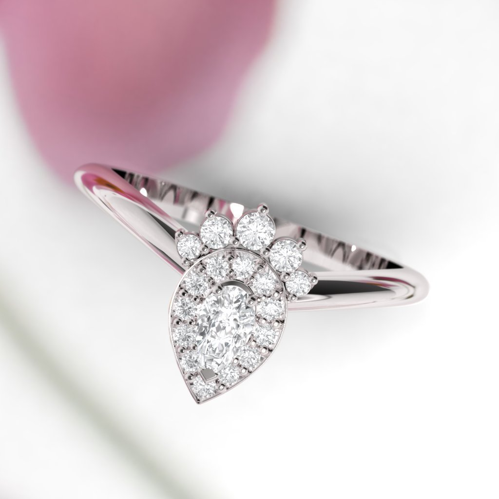 1 CT Pear Cut Diamond 925 Sterling Silver Women's Halo Engagement Ring