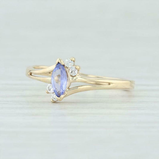 1 CT Marquise Cut Tanzanite & Diamond 925 Sterling Silver Women's Wedding Ring