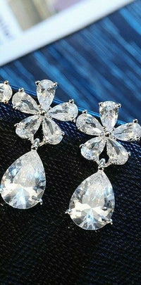 3 CT Pear Cut Diamond Drop / Dangal Beauty Earrings 925 Sterling Silver