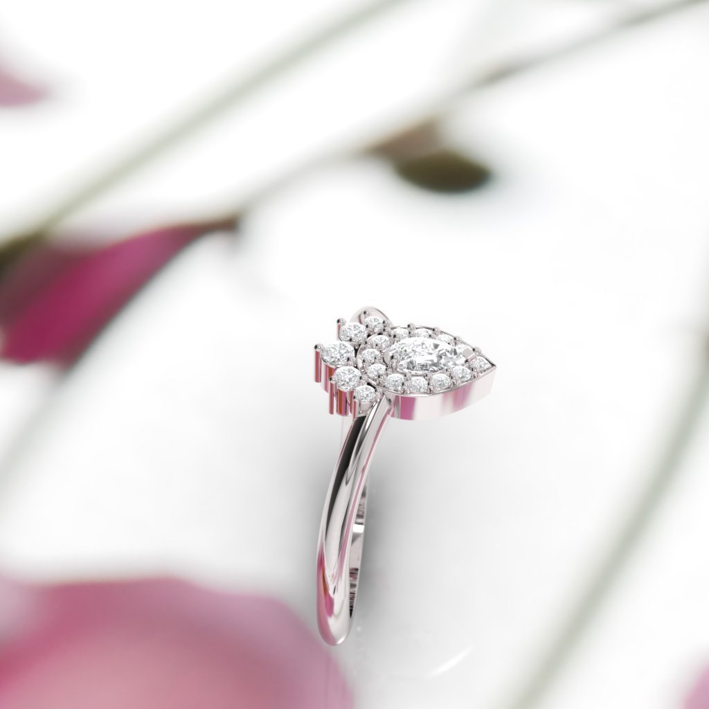 1 CT Pear Cut Diamond 925 Sterling Silver Women's Halo Engagement Ring
