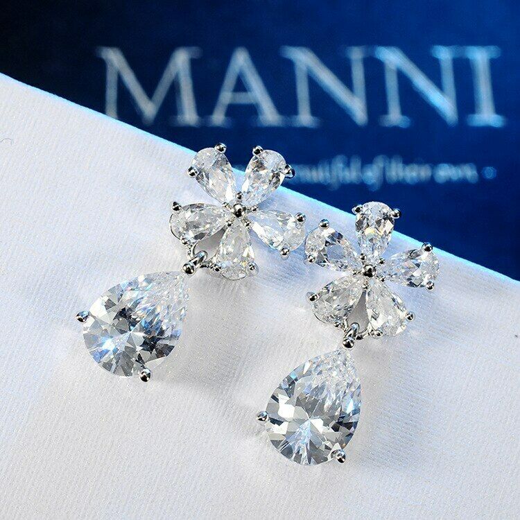 3 CT Pear Cut Diamond Drop / Dangal Beauty Earrings 925 Sterling Silver