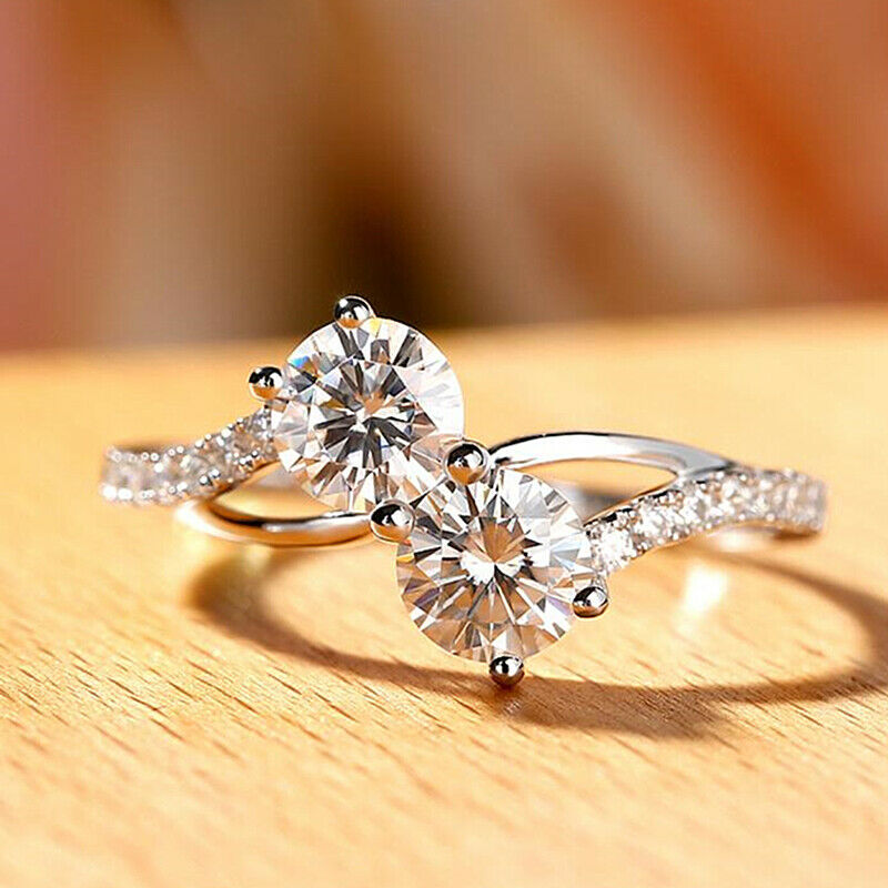 925 Sterling Silver 1 CT White Sapphire Diamond for Women Wedding Ring