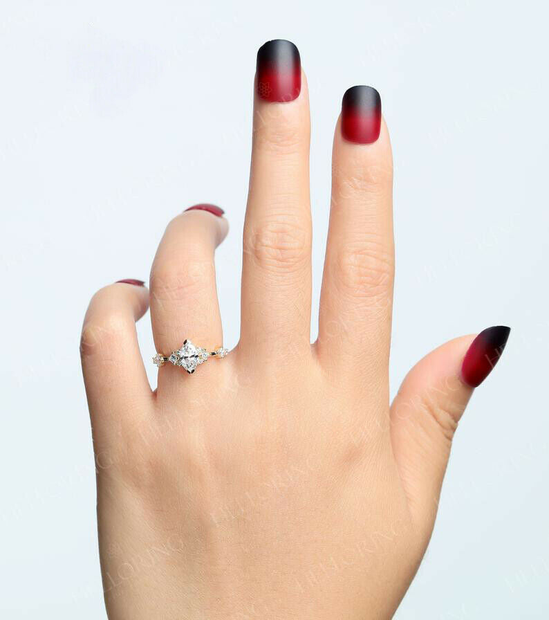 925 Sterling Silver 5 CT Marquise cut Diamond Engagement solitaire with accents Ring
