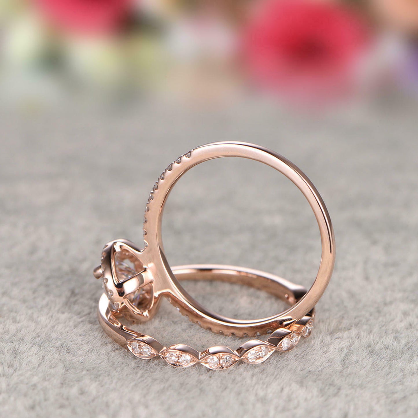 2 CT Round Cut Diamond Bridal Set Engagement Ring 925 Sterling Silver