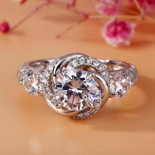 3 CT Round Cut Diamond 925 Sterling Silver Engagement Bypass Ring