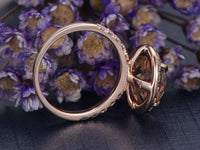 1.5 CT Pear Cut Peach Morganite Diamond Engagement Ring Halo 925 Sterling Silver