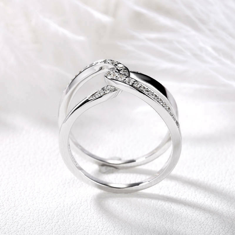 1 CT Round Cut Diamond Criss Cross Wedding Engagement Ring 925 Sterling Silver