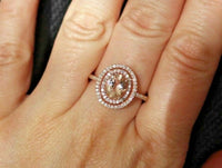 1.60 CT Oval Cut Peach Morganite 925 Sterling Silver Women's Wedding Halo Ring