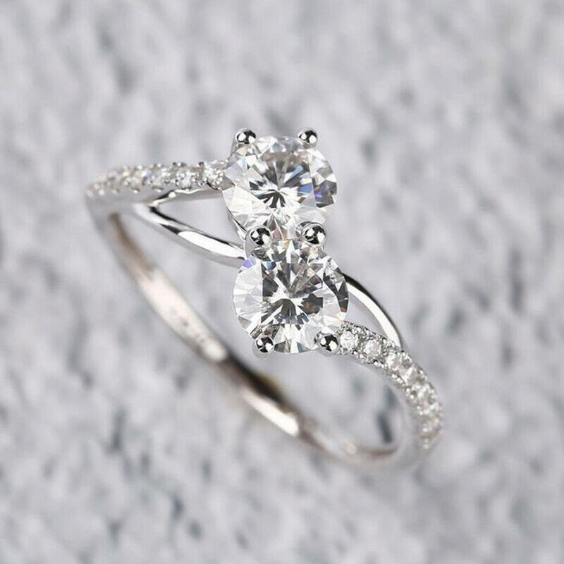 925 Sterling Silver 1 CT White Sapphire Diamond for Women Wedding Ring