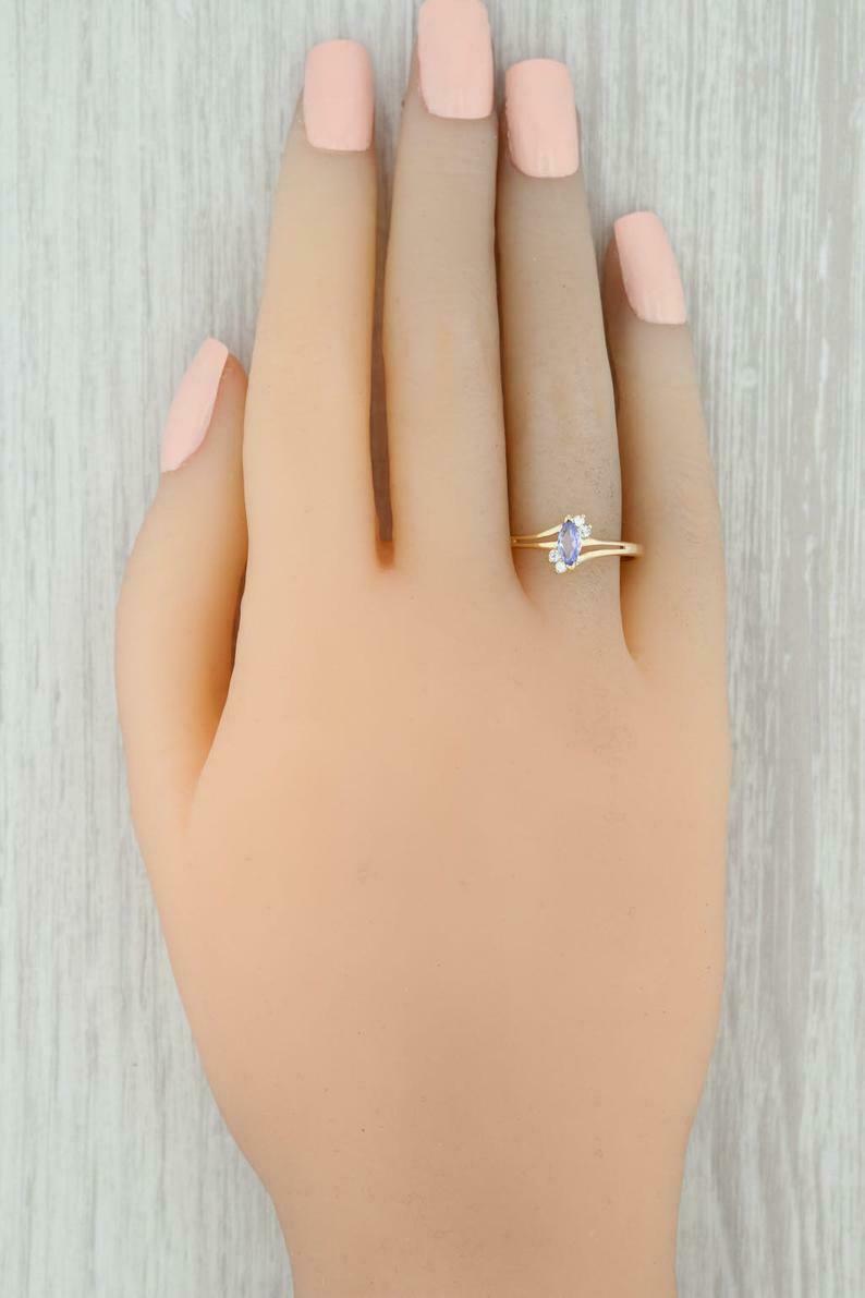1 CT Marquise Cut Tanzanite & Diamond 925 Sterling Silver Women's Wedding Ring