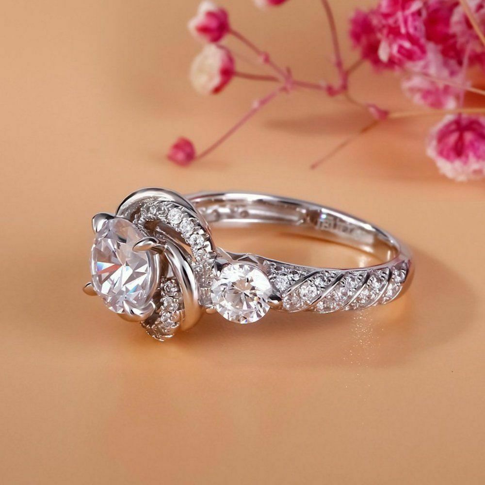 3 CT Round Cut Diamond 925 Sterling Silver Engagement Bypass Ring