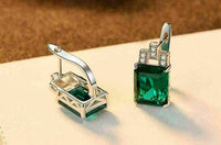 2 CT Emerald Cut Green Emerald Stud Earrings 925 Sterling Sliver Jewelry Gift