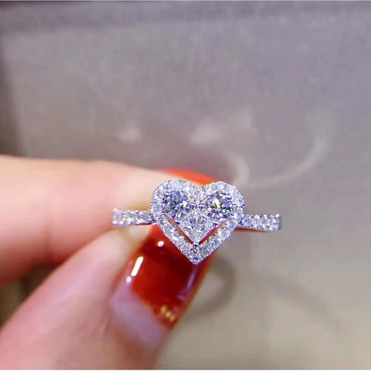 1.7 CT Princess & Round Cut Diamond Halo Engagement Ring 925 Sterling Silver