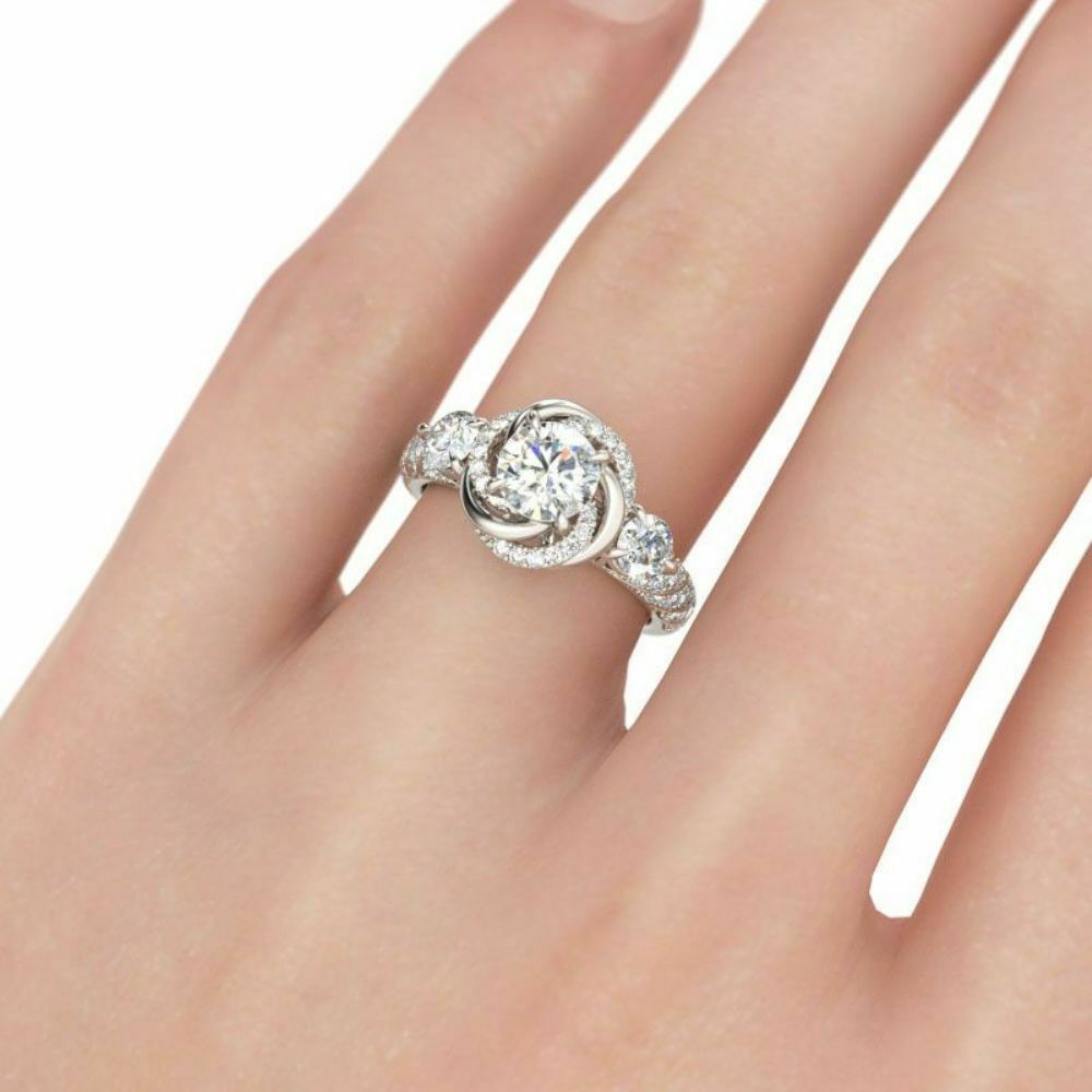 3 CT Round Cut Diamond 925 Sterling Silver Engagement Bypass Ring