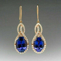 3 CT Oval Cut Tanzanite & Diamond Drop Dangle Earring 925 Sterling Silver