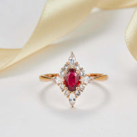 925 Sterling Silver 2 CT Oval Cut Pink Ruby Diamond Halo Cluster Wedding Ring