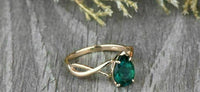 925 Sterling Silver 1 CT Pear Cut Green Emerald Solitaire Engagement Ring