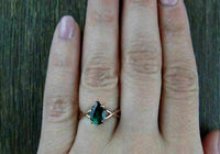925 Sterling Silver 1 CT Pear Cut Green Emerald Solitaire Engagement Ring