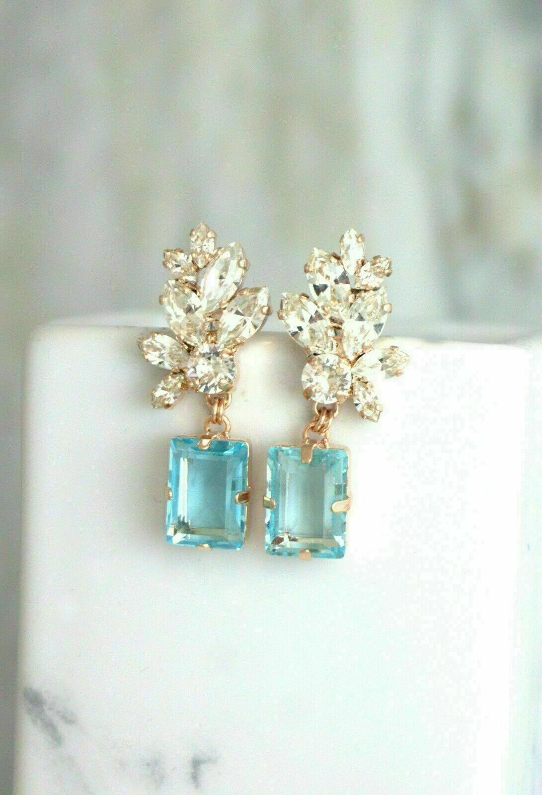 3 CT Emerald Cut Blue Topaz Drop/Dangle Earrings Jewelry Gift Her 925 Sterling Sliver