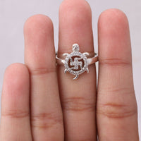 0.25 CT Round Cut Diamond 925 Sterling Silver Turtle Ring