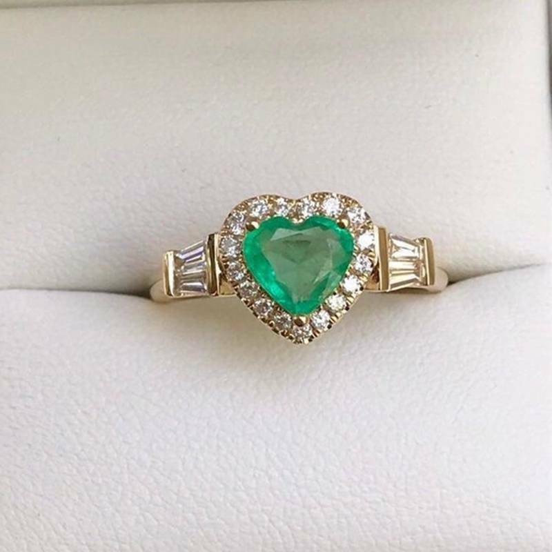 1 CT Heart Cut Emerald Diamond  925 Sterling Silver Exquisite Women's Wedding Ring