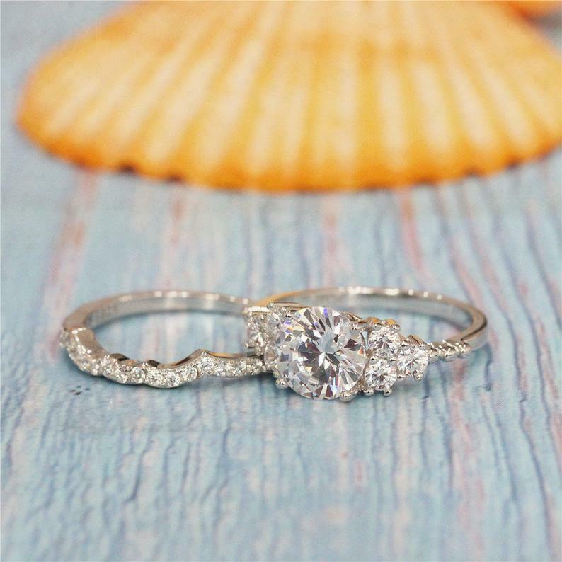 1.60 CT Round Cut Diamond 925 Sterling Silver Bridal Engagement Ring