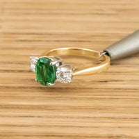 1 CT Oval Cut Emerald Diamond 925 Sterling Silver Three Stone Ring