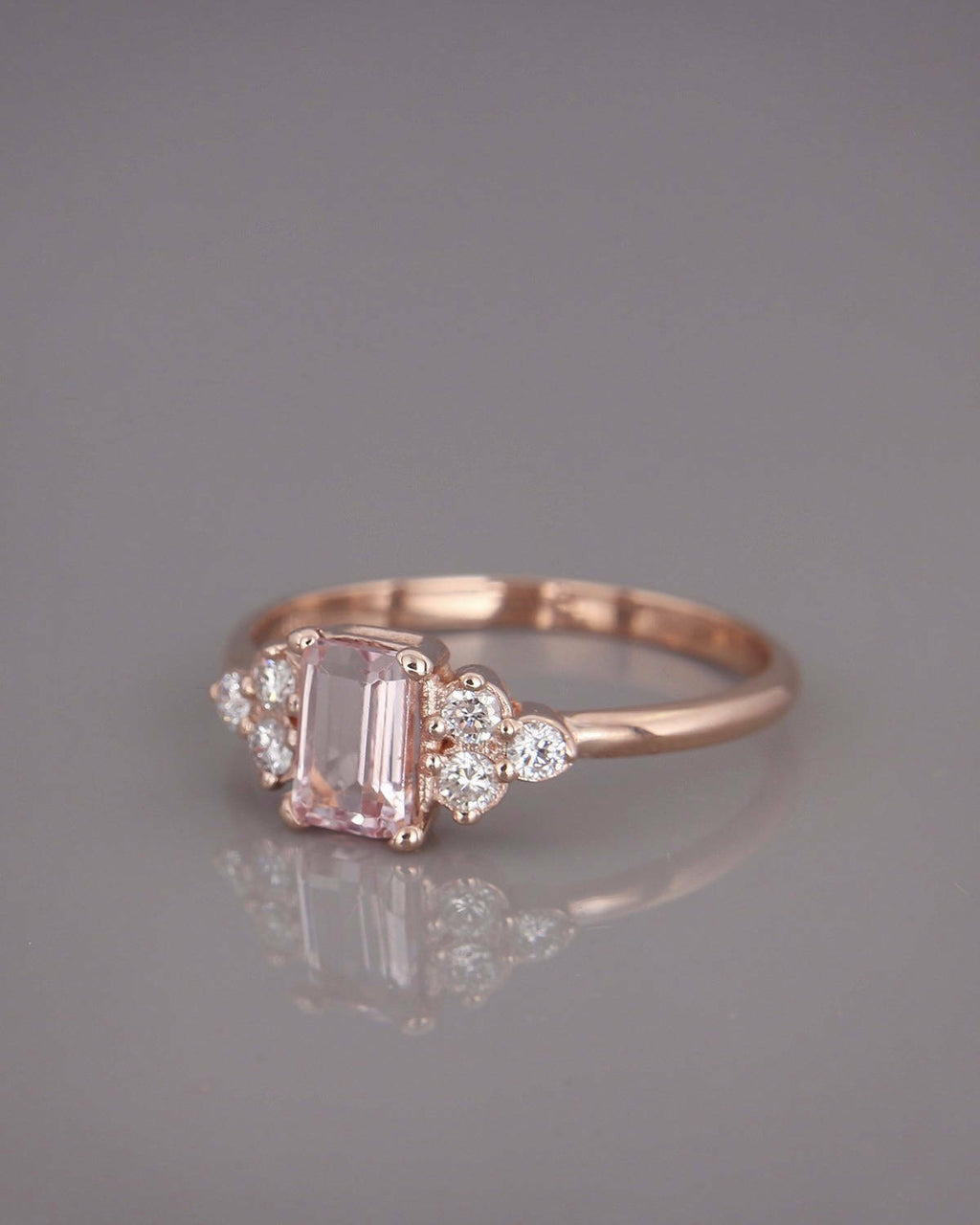 1 CT Baguette Cut Morganite Diamond Cluster Wedding Ring 925 Sterling Silver