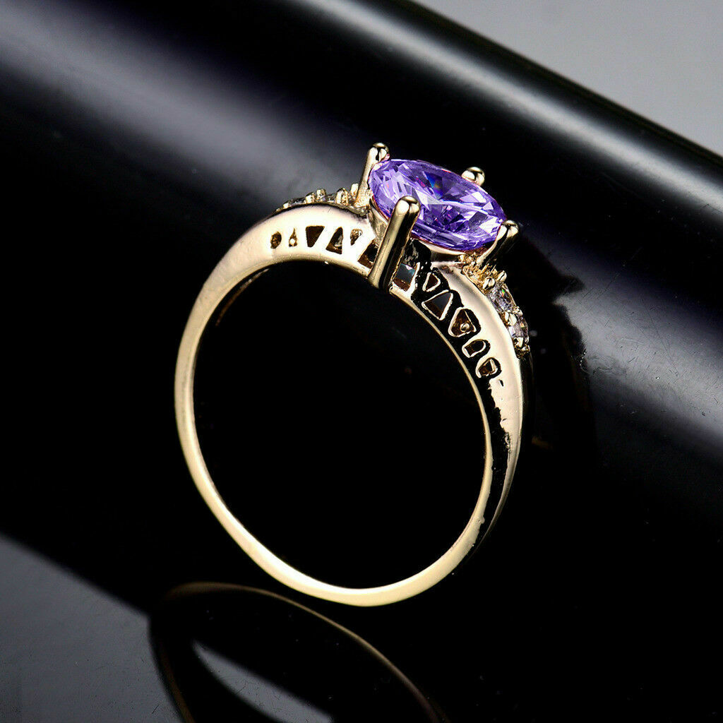 1 CT Brilliant Round Cut Amethyst Diamond Engagement Ring 925 Sterling Silver