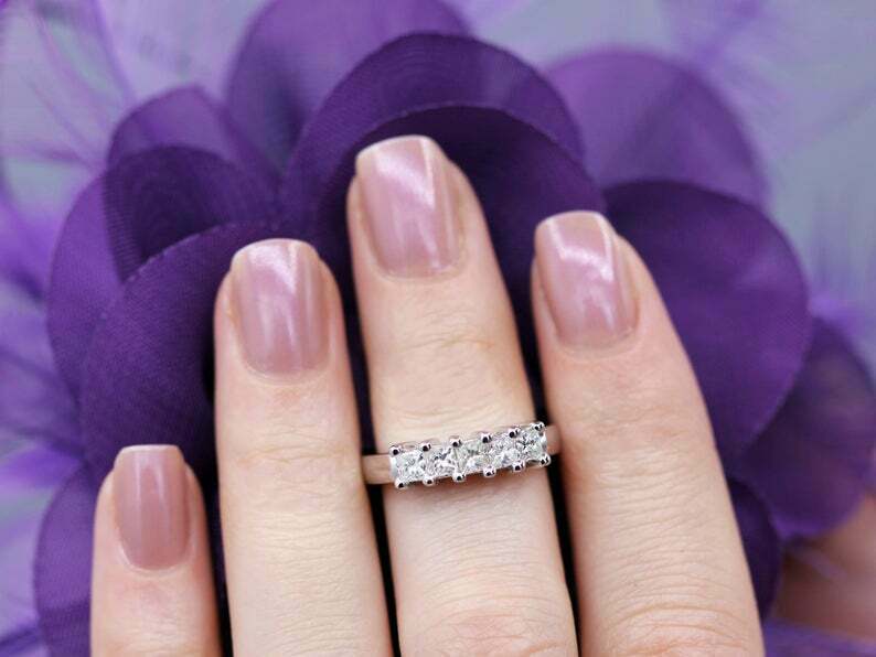 1.20 CT Princess Cut Diamond 5 Stone Engagement Ring 925 Sterling Silver - atjewels.in