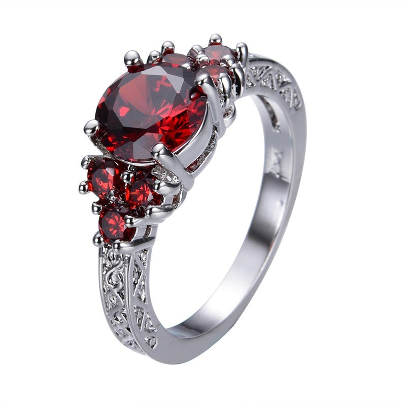 2.20 CT Round Cut Red Garnet Antique Vintage Engagement Ring 925 Sterling Silver