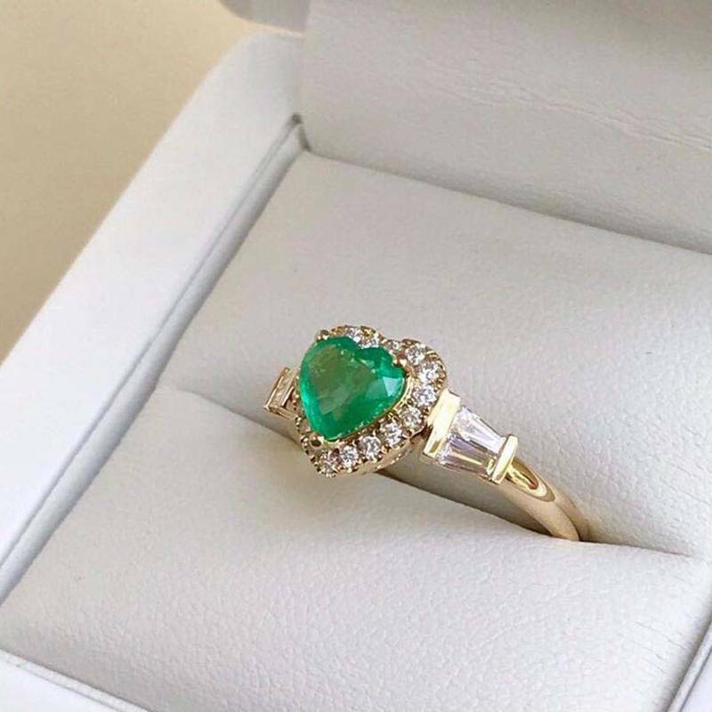 1 CT Heart Cut Emerald Diamond  925 Sterling Silver Exquisite Women's Wedding Ring