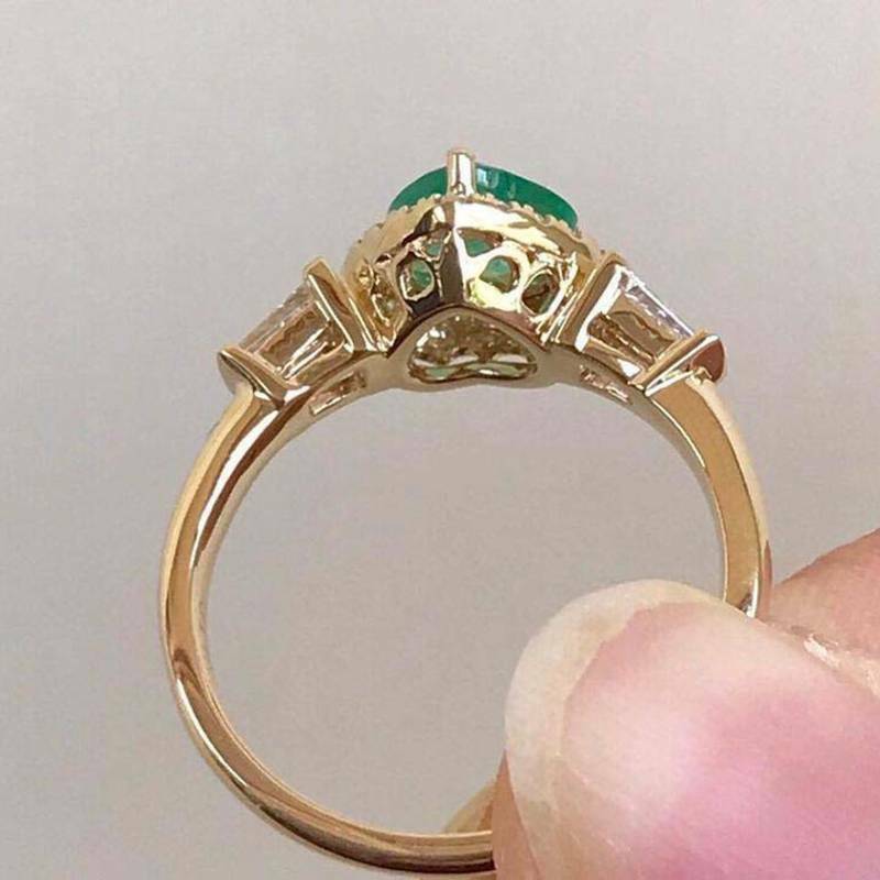 1 CT Heart Cut Emerald Diamond  925 Sterling Silver Exquisite Women's Wedding Ring