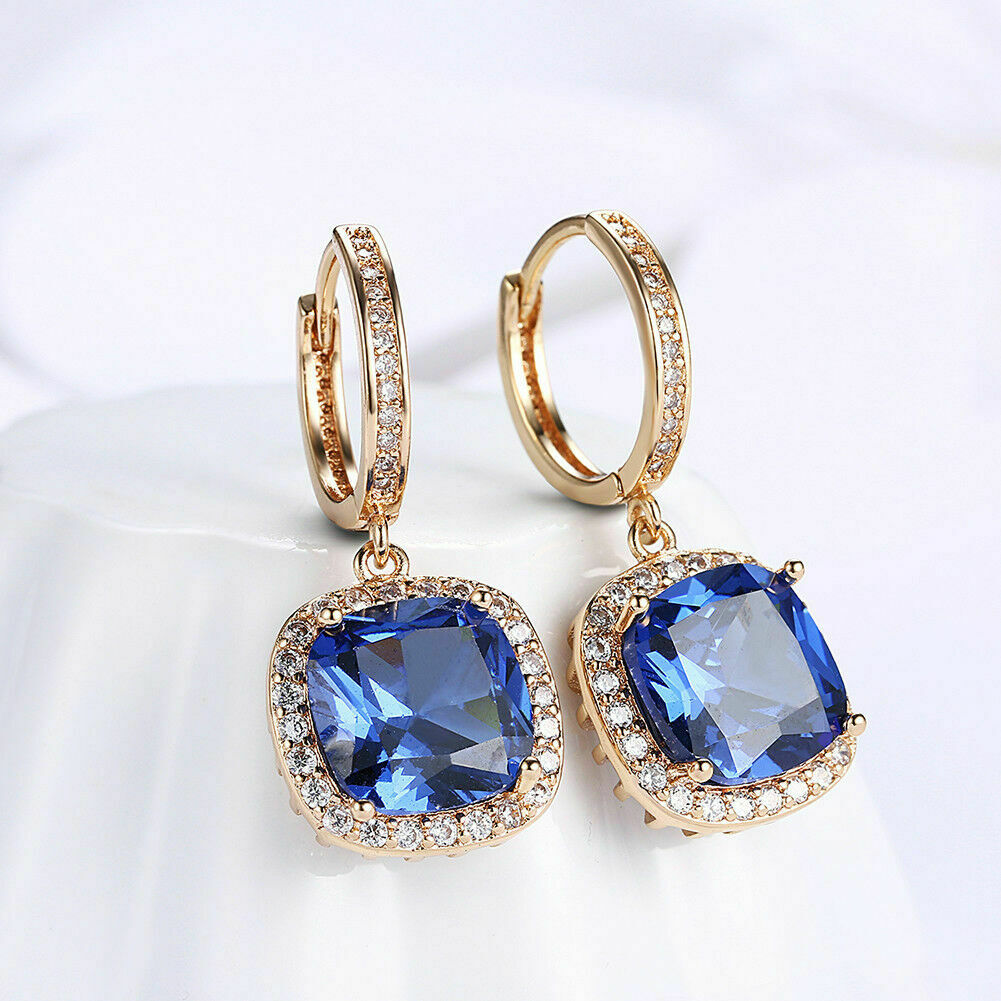 3 CT Cushion Cut Blue Tanzanite Drop/Dangle Clip-On Earring 925 Sterling Silver