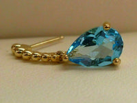 925 Sterling Sliver 3 CT Pear Cut Blue Topaz Drop/Dangle Women's Earrings