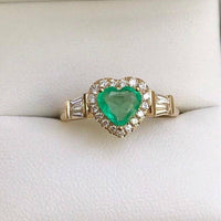 1 CT Heart Cut Emerald Diamond  925 Sterling Silver Exquisite Women's Wedding Ring