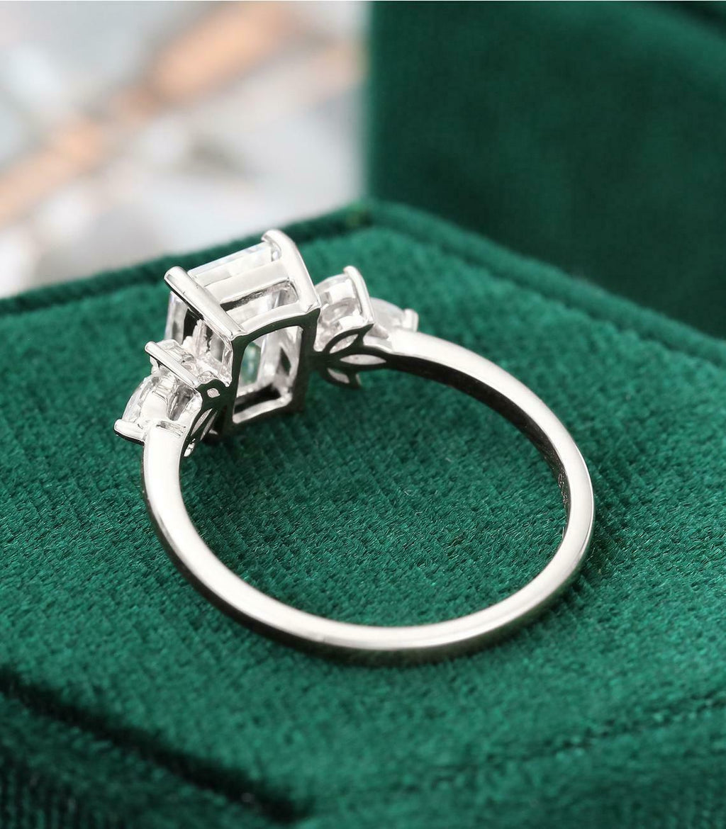 Valentine Special 1.20 CT Emerald Cut 925 Sterling Silver Marquise Ring