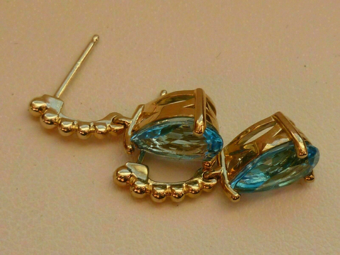 925 Sterling Sliver 3 CT Pear Cut Blue Topaz Drop/Dangle Women's Earrings