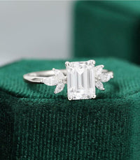 Valentine Special 1.20 CT Emerald Cut 925 Sterling Silver Marquise Ring