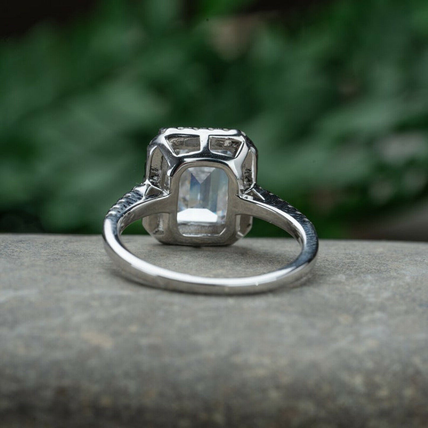 2 CT Emerald Cut Diamond 925 Sterling Sliver Halo Wedding Ring