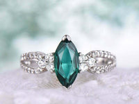 2 CT Marquise Cut Emerald Diamond 925 Sterling Silver Engagement Wedding Ring