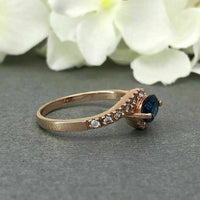 925 Sterling Silver 1 CT Oval Cut Blue Sapphire Accents Solitaire Engagement Ring