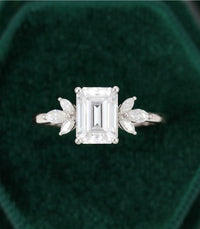 Valentine Special 1.20 CT Emerald Cut 925 Sterling Silver Marquise Ring