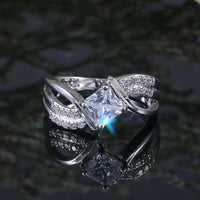1 CT  Princess Cut White Sapphire Diamond 925 Sterling Silver Wedding Ring