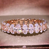 2 CT Oval Cut Diamond Wedding Band Ring 14K Rose Gold Over On 925 Sterling Silver