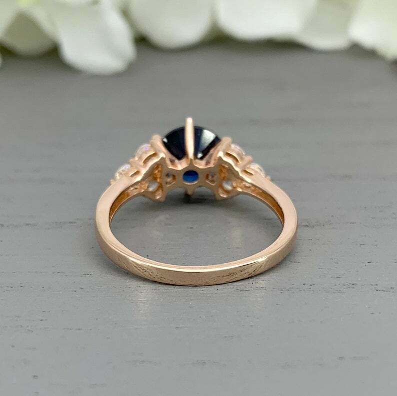 2 CT Round Cut Blue Sapphire Beautiful Halo Engagement Ring 925 Sterling Silver