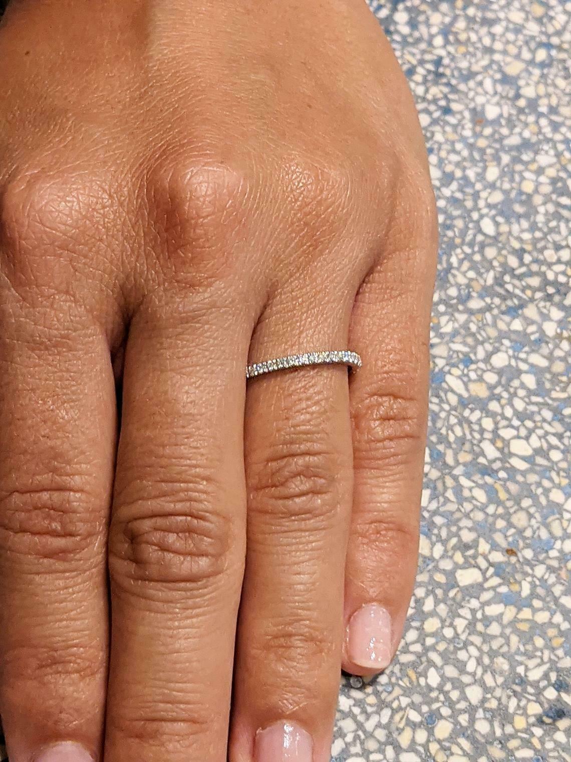 0.60 CT Round Cut Diamond 925 Sterling Silver Anniversary Band Ring